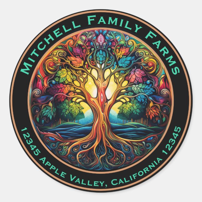 Tree of Life Business Logo Classic Round Sticker (Front)