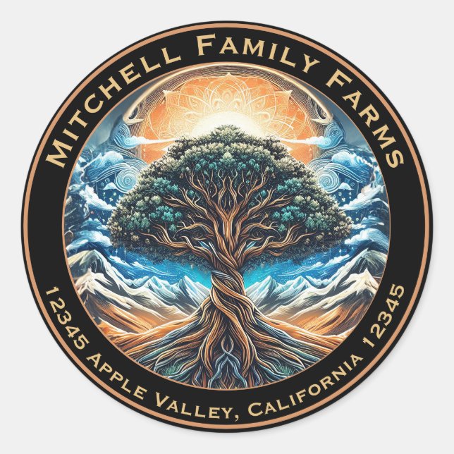 Tree of Life Business Logo Classic Round Sticker (Front)