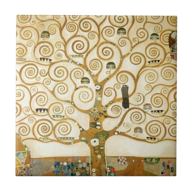Tree of Life by Gustav Klimt Ceramic Tile (Front)