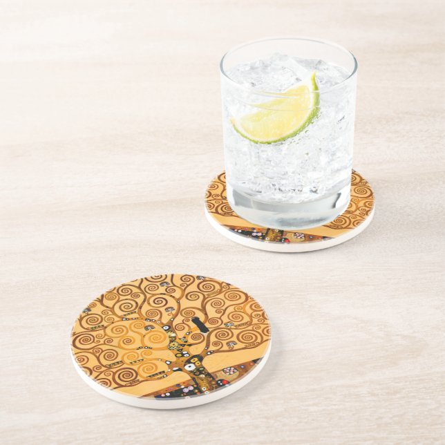 Tree of Life by Gustav Klimt Fine Art Coaster (Side)
