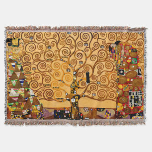 Tree of Life by Gustav Klimt Fine Art Throw Blanket