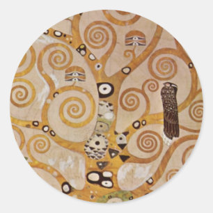 Tree of Life by Gustav Klimt, Stylised Art Nouveau Classic Round Sticker