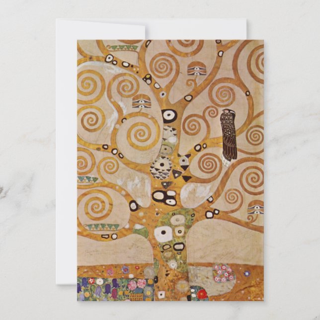 Tree of Life by Gustav Klimt, Stylised Art Nouveau Invitation (Front)