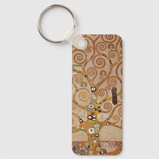 Tree of Life by Gustav Klimt, Stylised Art Nouveau Key Ring (Front)