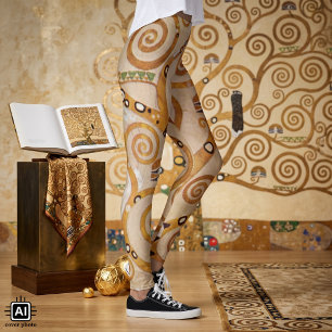 Tree of Life by Gustav Klimt, Stylised Art Nouveau Leggings