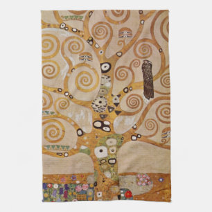 Tree of Life by Gustav Klimt, Stylised Art Nouveau Tea Towel