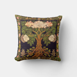 Tree of Life by kedoki floral tapestry embroidery Cushion