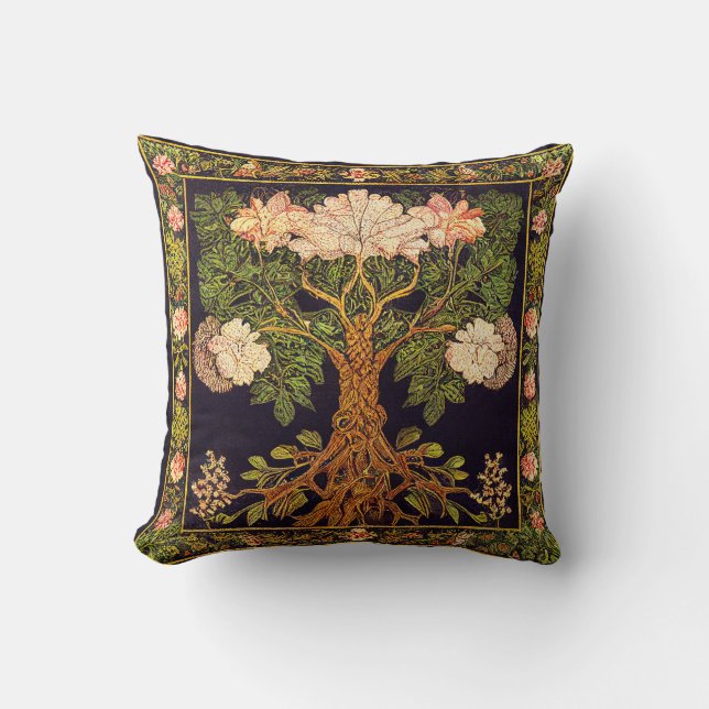 Tree of Life by kedoki floral tapestry embroidery Cushion (Front)