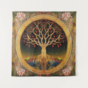 Tree of Life by kedoki Floral Vintage embroidery Tapestry