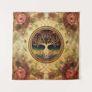 Tree of Life by kedoki rose gold embroidery Tapestry