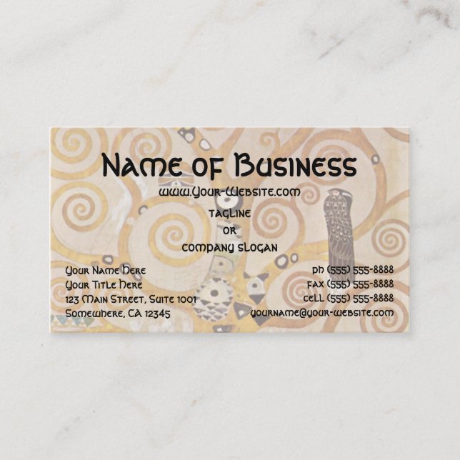 Tree of Life by Klimt, Stylised Art Nouveau Symbol Business Card (Front)