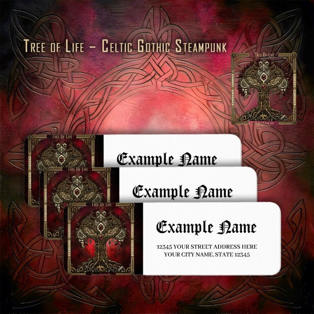 Tree of Life – Celtic Gothic Steampunk Return Address Label (Creator Uploaded)
