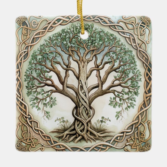 Tree Of Life Celtic Knot Ceramic Ornament (Front)