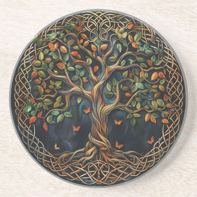 Tree of Life Celtic Sandstone Coaster (Front)