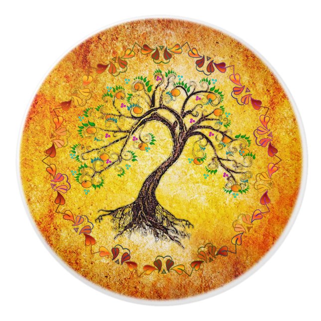 Tree of Life Ceramic Knob (Front)