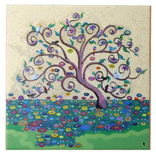 Tree of life ceramic tile
