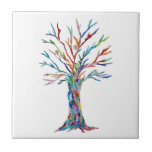 Tree of Life  Ceramic Tile<br><div class="desc">This decorative tile features a unique Tree of Life design.
It was originally made in mosaic using tiny pieces of brightly coloured glass.
Because we create our artwork you won't find this exact image from other designers.
Original Mosaic © Michele Davies.</div>