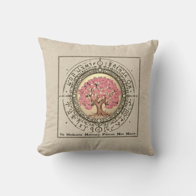 Tree Of Life Cherry Blossom Hippocrates Quote Love Cushion (Front)