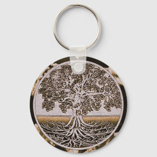 Tree of Life Circle of Life in Brown Key Ring