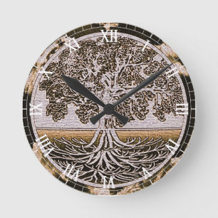 Tree of Life Circle of Life in Brown Round Clock