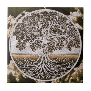 Tree of Life Circle of Life in Brown Tile