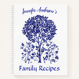 Tree of Life, Cobalt Blue Recipe Notebook 