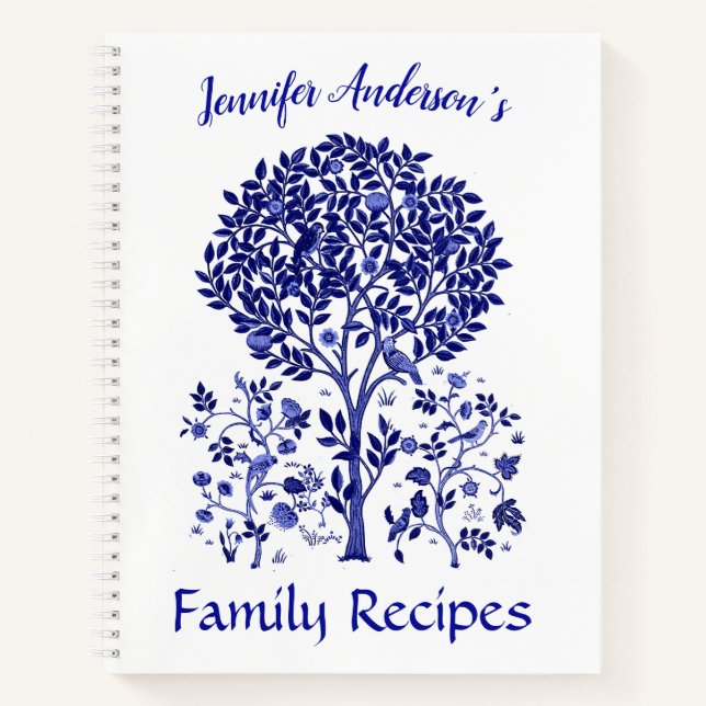 Tree of Life, Cobalt Blue Recipe Notebook  (Front)