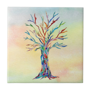 Tree of Life Colorful Ceramic Tile