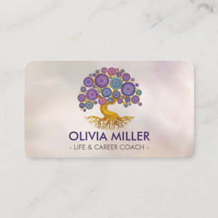 Tree of life - Colorful Mosaic Circles Business Card