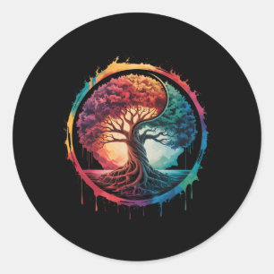 Tree Of Life Colourful Nature Yin Yang Zen Yoga Me Classic Round Sticker