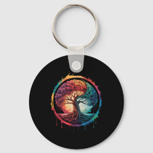 Tree Of Life Colourful Nature Yin Yang Zen Yoga Me Key Ring