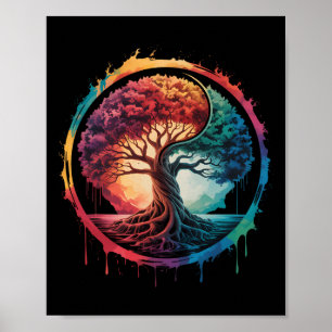 Tree Of Life Colourful Nature Yin Yang Zen Yoga Me Poster