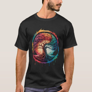 Tree Of Life Colourful Nature Yin Yang Zen Yoga Me T-Shirt