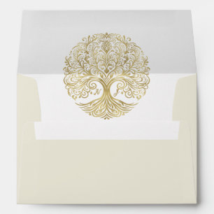 Tree of Life Cream & Gold Celtic Wedding Envelope