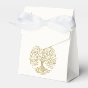 Tree of Life Cream & Gold Celtic Wedding Favour Box