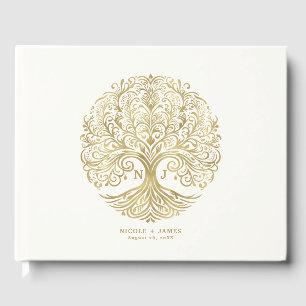 Tree of Life Cream & Gold Celtic Wedding Guest Book