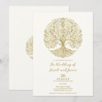 Tree of Life Cream & Gold Celtic Wedding