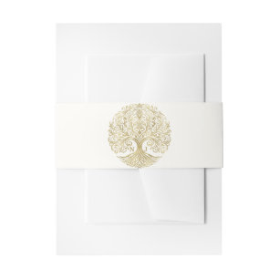 Tree of Life Cream & Gold Celtic Wedding Invitation Belly Band