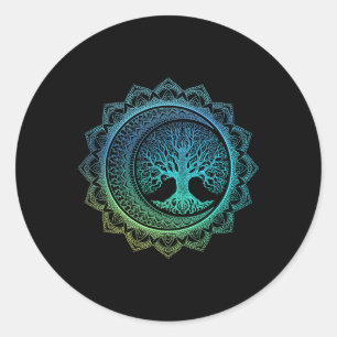 Tree Of Life Cresent Moon Phases Floral Mandala Yo Classic Round Sticker
