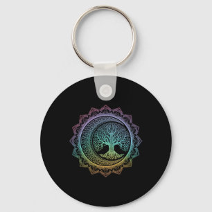 Tree Of Life Cresent Moon Phases Floral Mandala Yo Key Ring