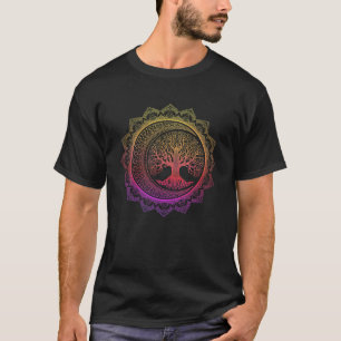 Tree Of Life Cresent Moon Phases Floral Mandala Yo T-Shirt