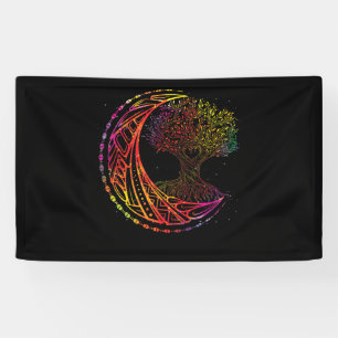 Tree of Life Cresent Moon Phases Mandala Yoga Banner