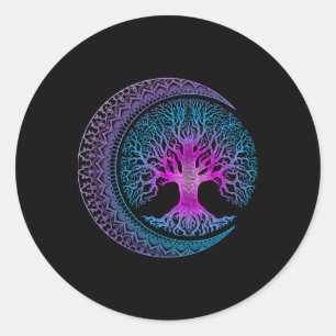 Tree Of Life Cresent Moon Phases Mandala Yoga Gift Classic Round Sticker