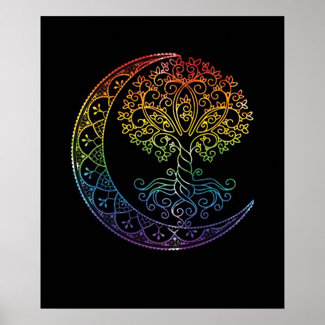Tree of Life Cresent Moon Phases Mandala Yoga Gift Poster (Front)