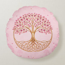 Tree of Life Design Throw Pillow Soft Pink