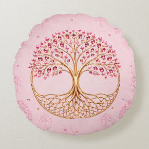 Tree of Life Design Throw Pillow Soft Pink