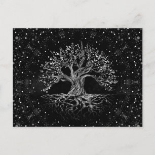 Tree of Life Drawing Black and White Holiday Postcard
