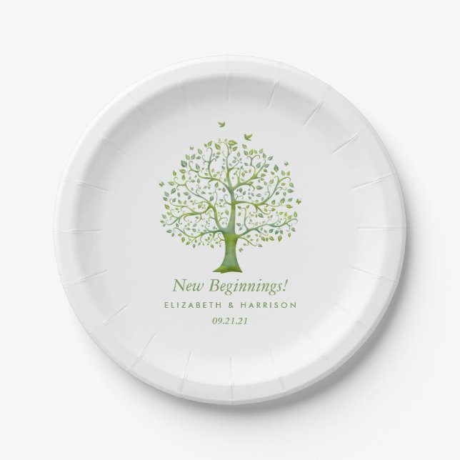Tree of Life, Elegant Wedding Paper Plate (Front)