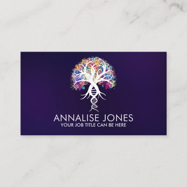 Tree of Life - Evolution White -colourful foliage Business Card (Front)
