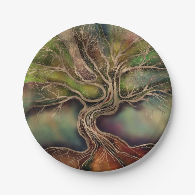 Tree of life - fall shadows paper plate (Front)